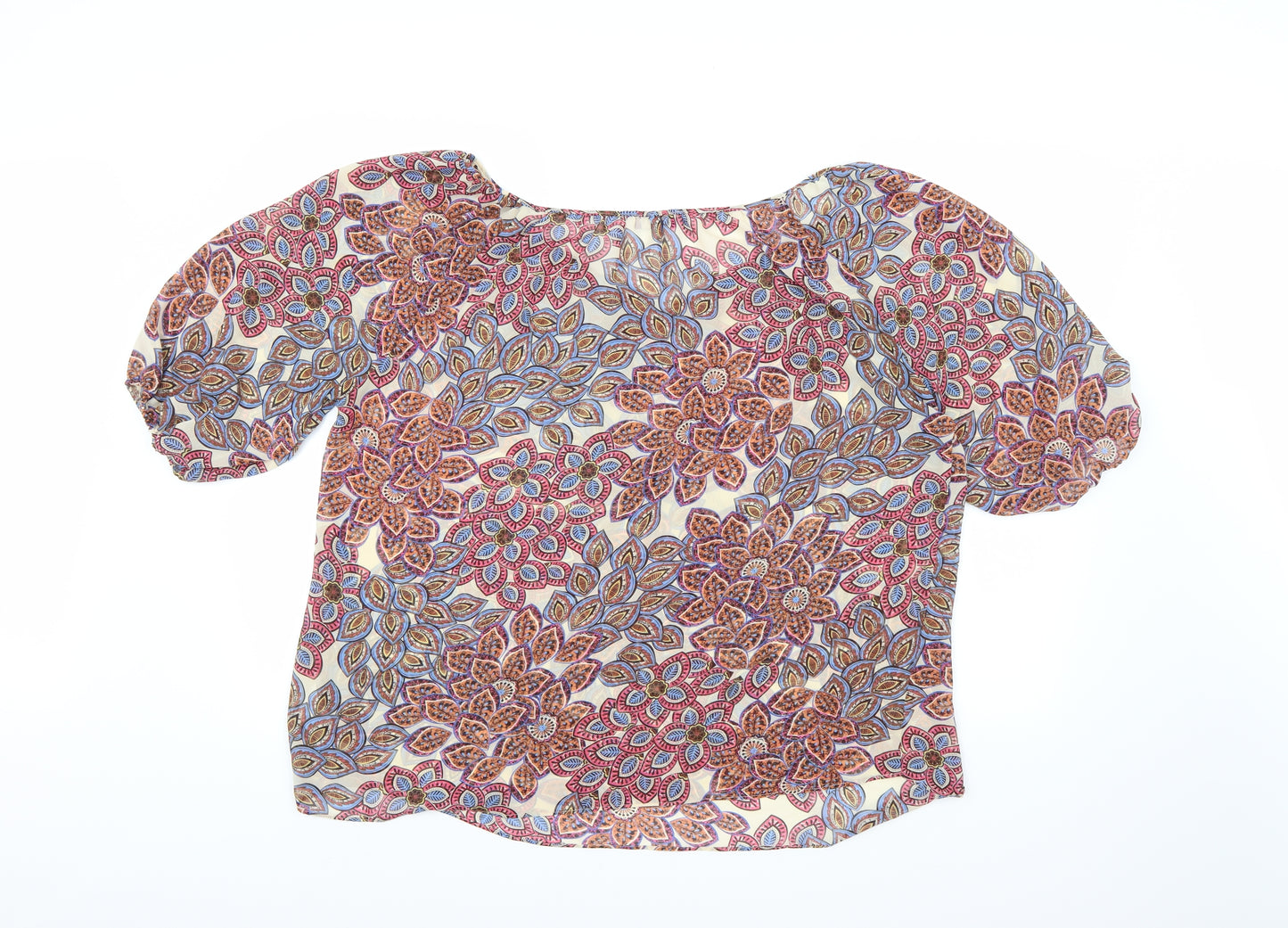 F&F Womens Multicoloured Floral Chiffon Basic Blouse Size 18