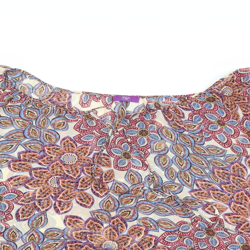 F&F Womens Multicoloured Floral Chiffon Basic Blouse Size 18