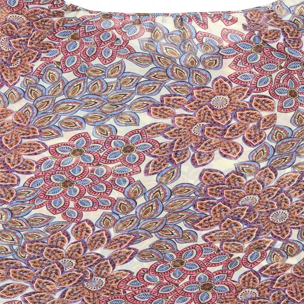 F&F Womens Multicoloured Floral Chiffon Basic Blouse Size 18