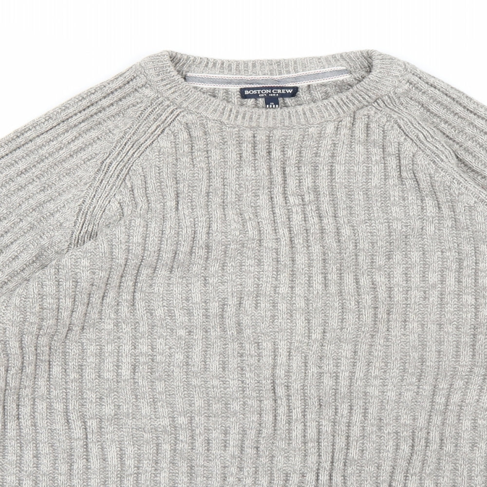 BOSTON CREW Mens Grey  Knit Pullover Jumper Size S