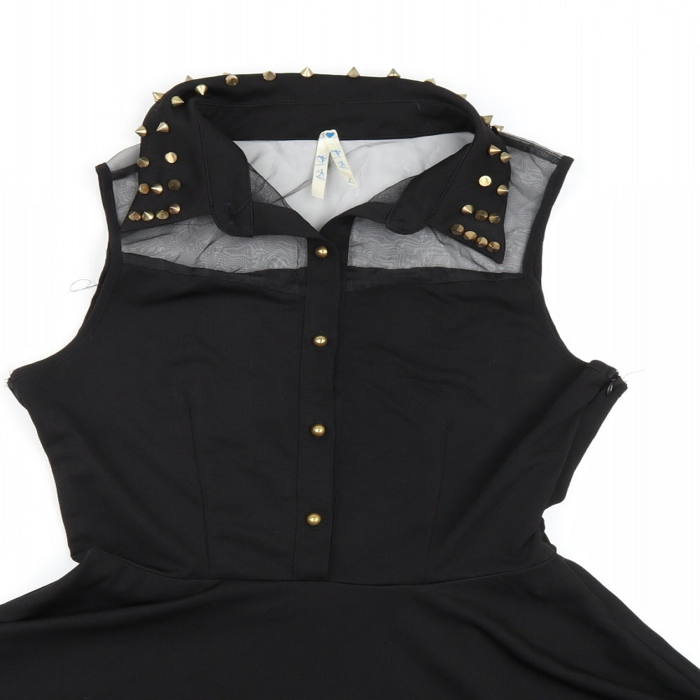 Blue vanilla Womens Black   Shirt Dress  Size L