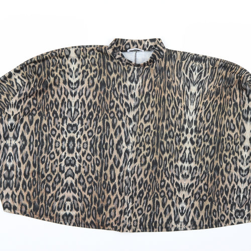 Zara Womens Brown Animal Print  Basic Blouse Size M