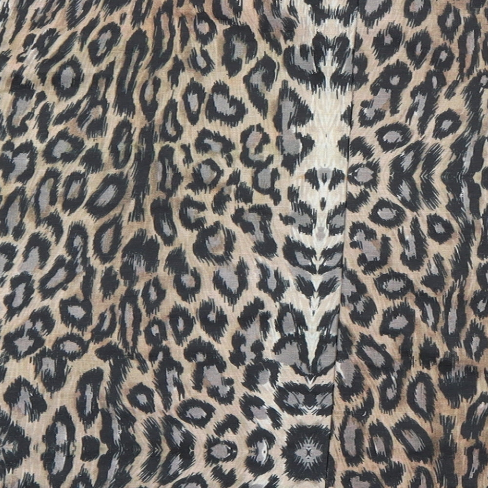 Zara Womens Brown Animal Print  Basic Blouse Size M