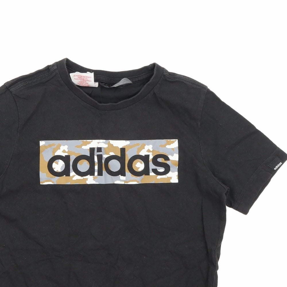 adidas Boys Black   Basic T-Shirt Size 9-10 Years