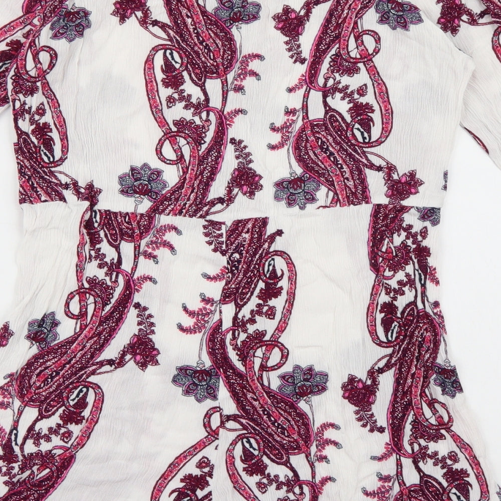 PRETTYLITTLETHING Womens White Floral  Playsuit One-Piece Size 14