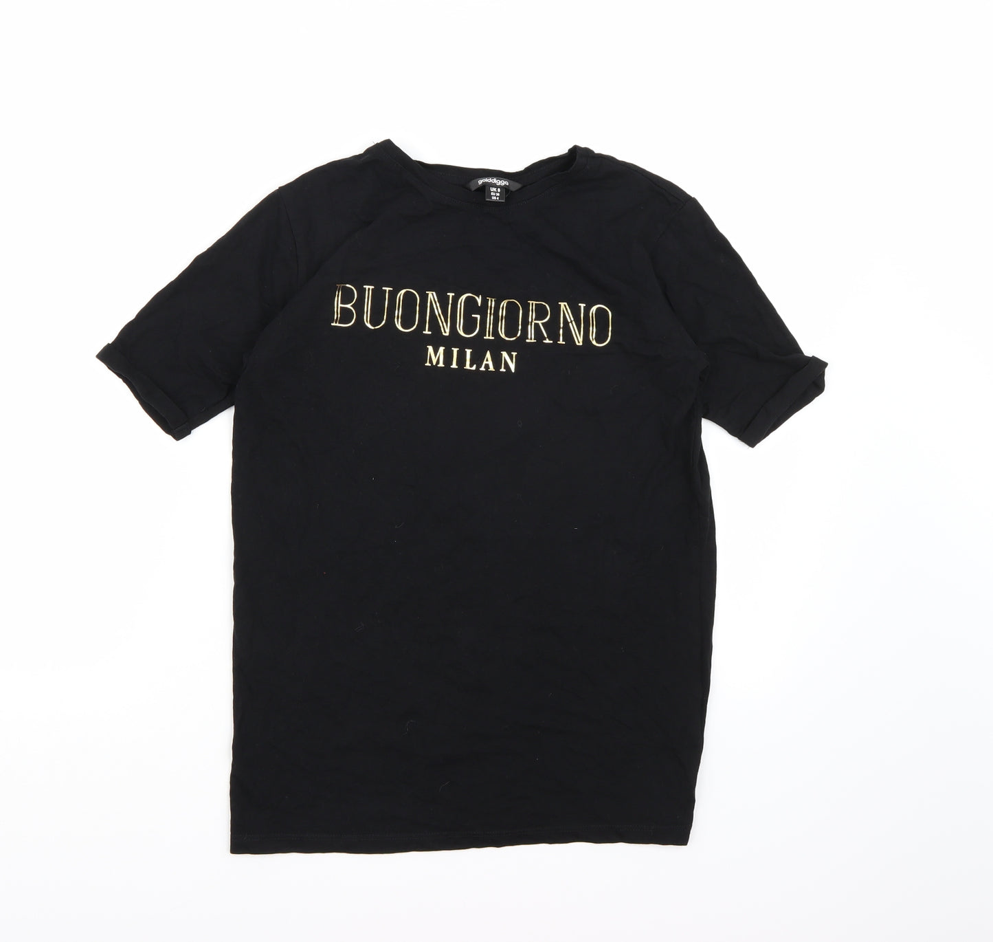 Golddigga Womens Black   Basic T-Shirt Size 8