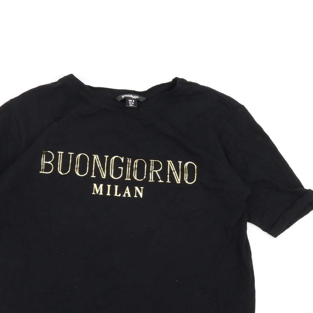 Golddigga Womens Black   Basic T-Shirt Size 8