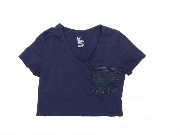 Gap Womens Blue Cropped T-Shirt Size S