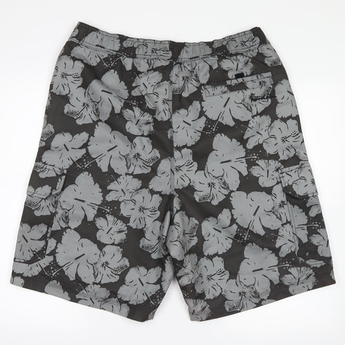 Weird Fish Mens Grey Floral  Athletic Shorts Size XL - swimming