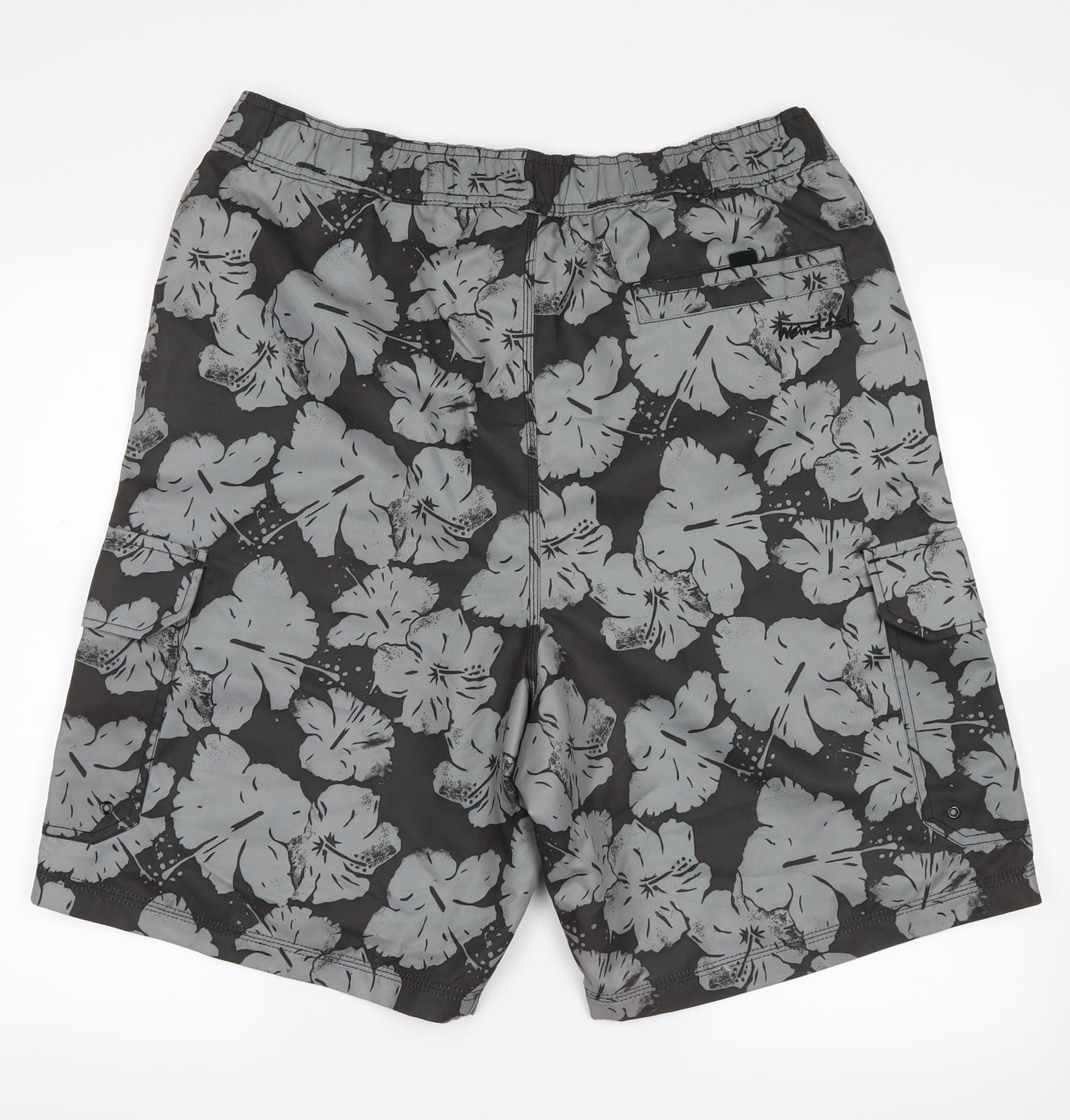 Weird Fish Mens Grey Floral  Athletic Shorts Size XL - swimming