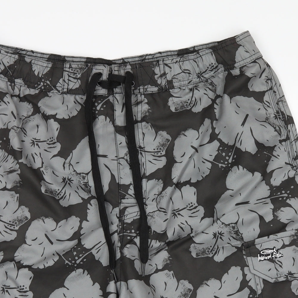 Weird Fish Mens Grey Floral  Athletic Shorts Size XL - swimming