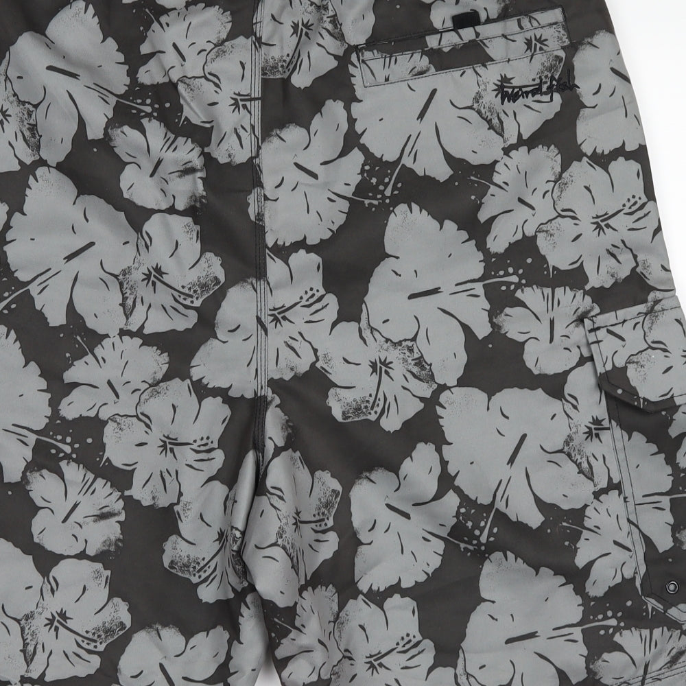 Weird Fish Mens Grey Floral  Athletic Shorts Size XL - swimming