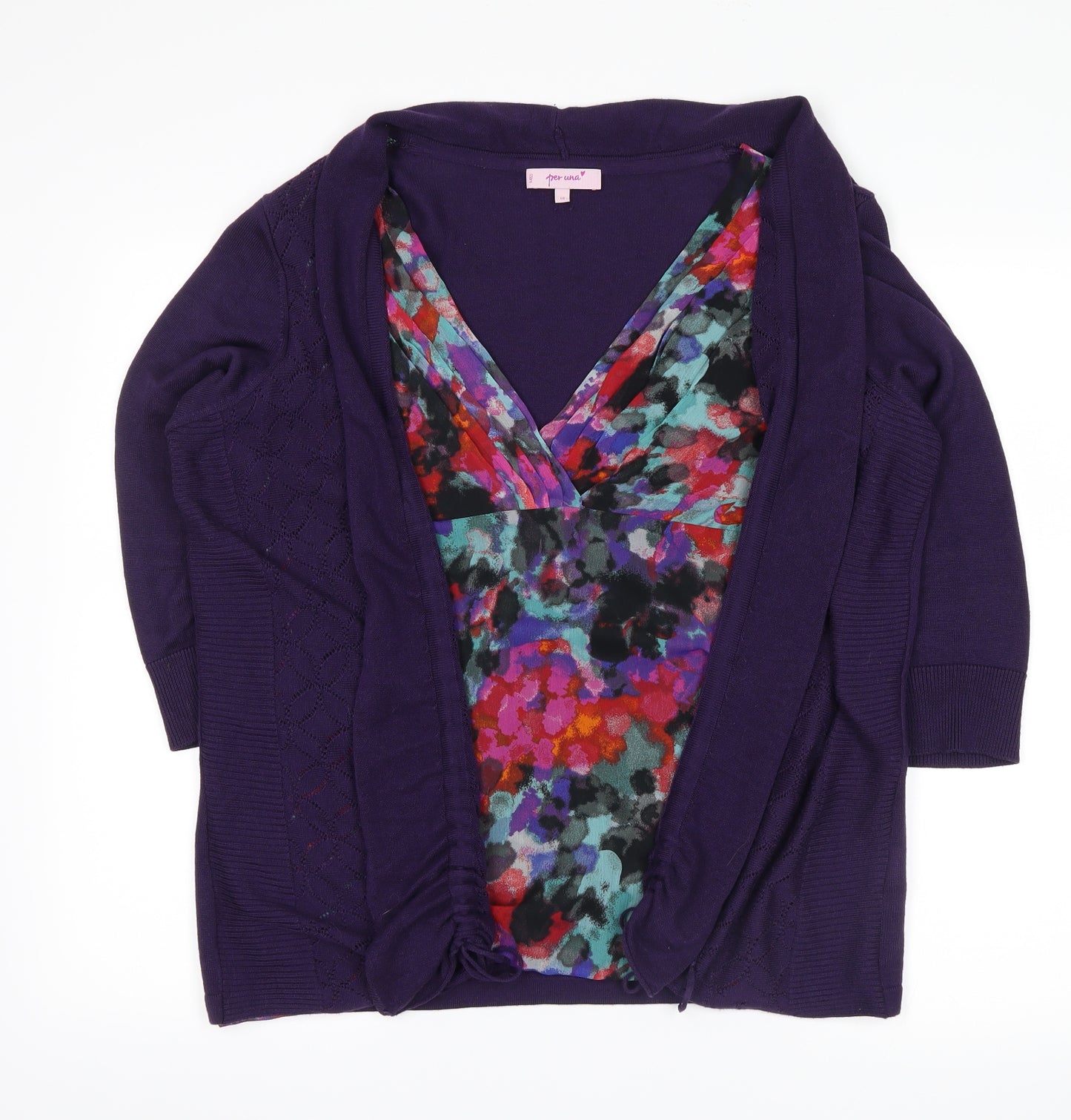 Per Una Womens Purple Floral  Cardigan Jumper Size 18
