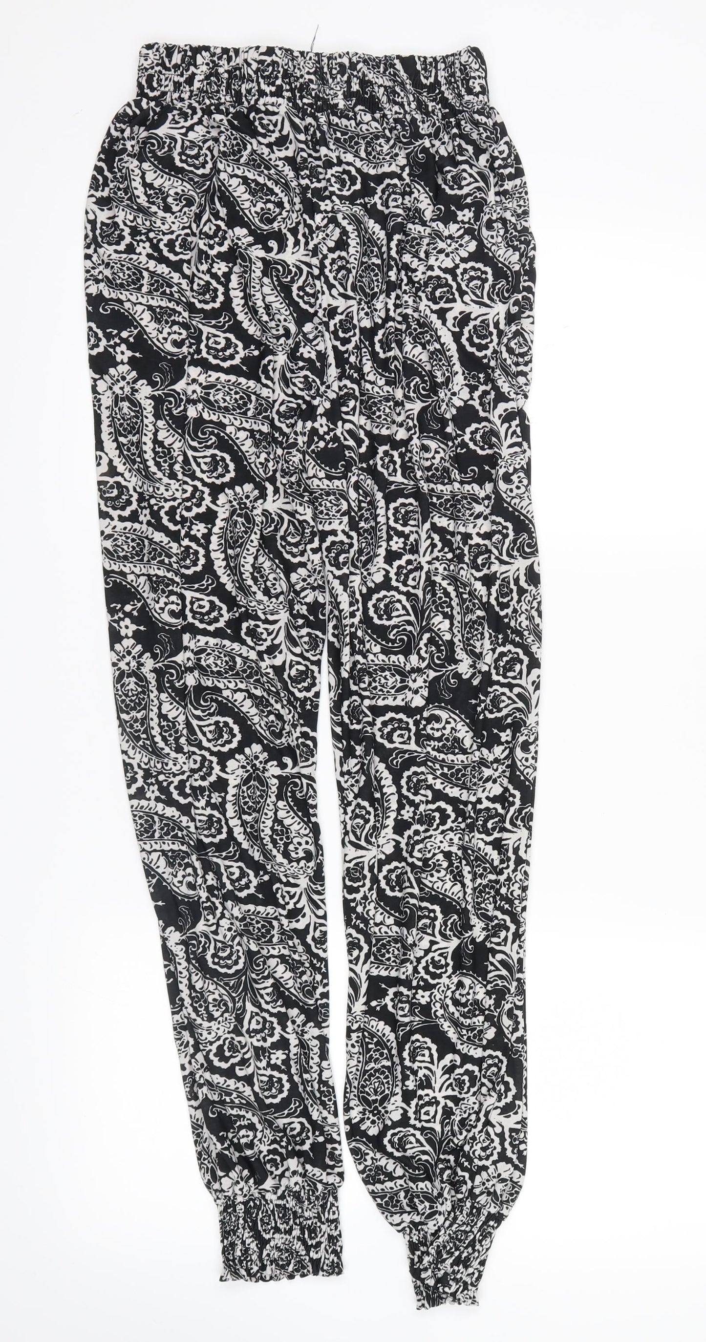 no brand Womens Black Floral  Harem Leggings Size L