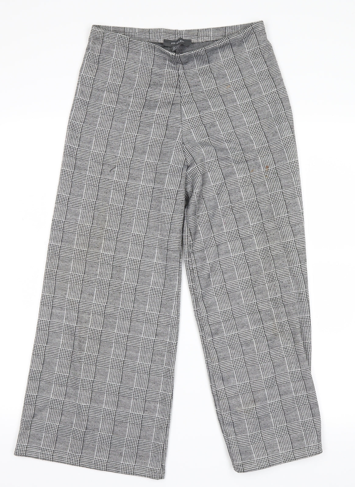 Primark Womens Grey Check  Cropped Trousers Size 10