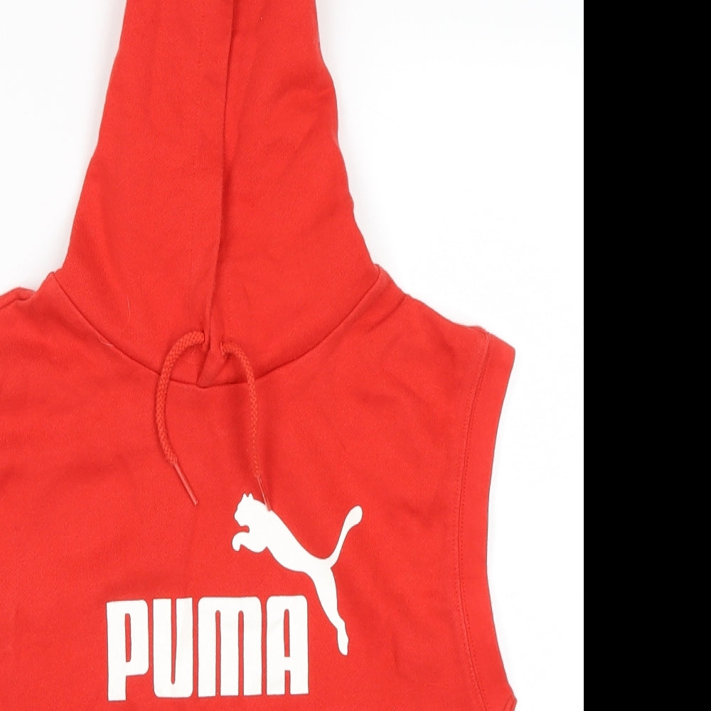 PUMA Womens Red   Pullover Hoodie Size 14  - puma logo