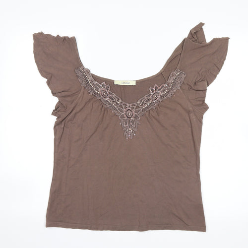 Classic Womens Brown   Basic Blouse Size 14