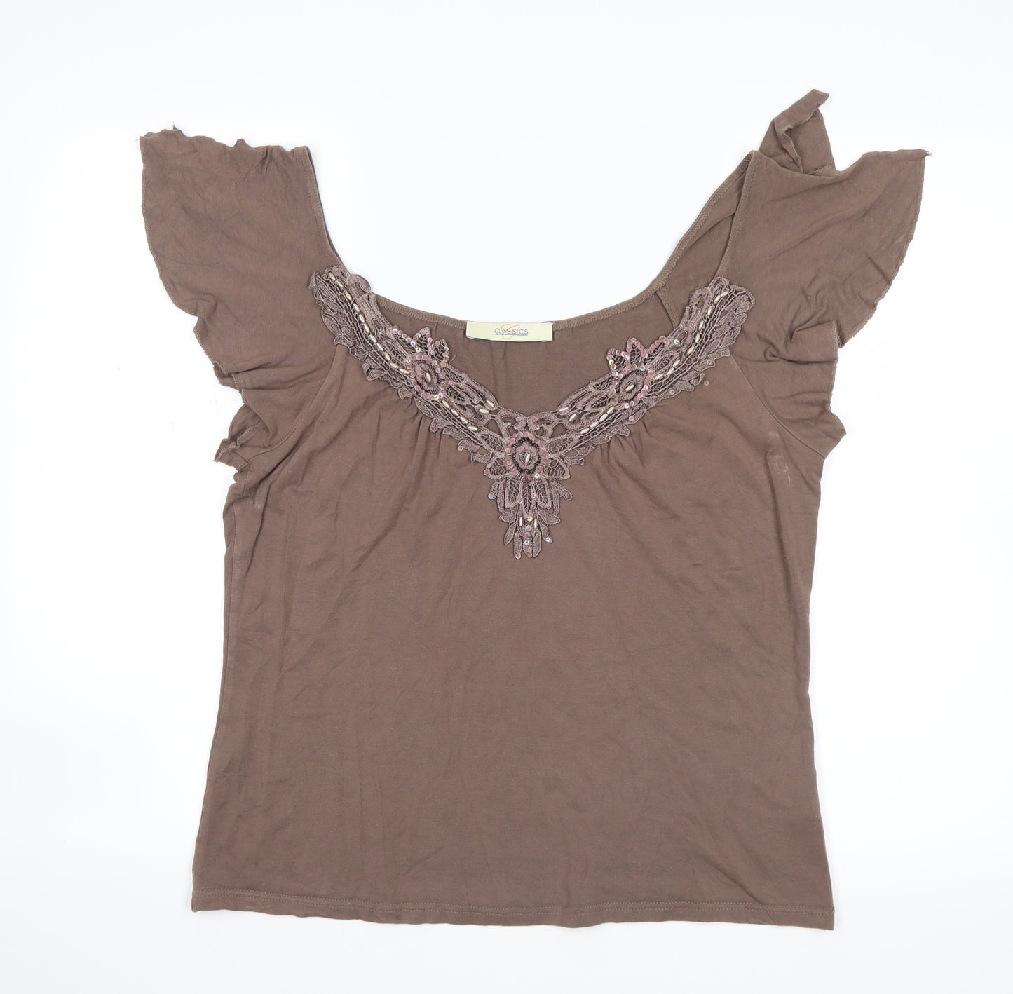 Classic Womens Brown   Basic Blouse Size 14