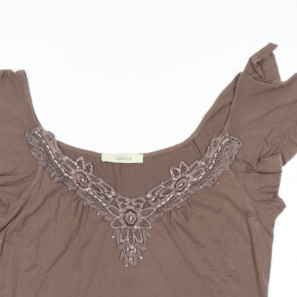 Classic Womens Brown   Basic Blouse Size 14