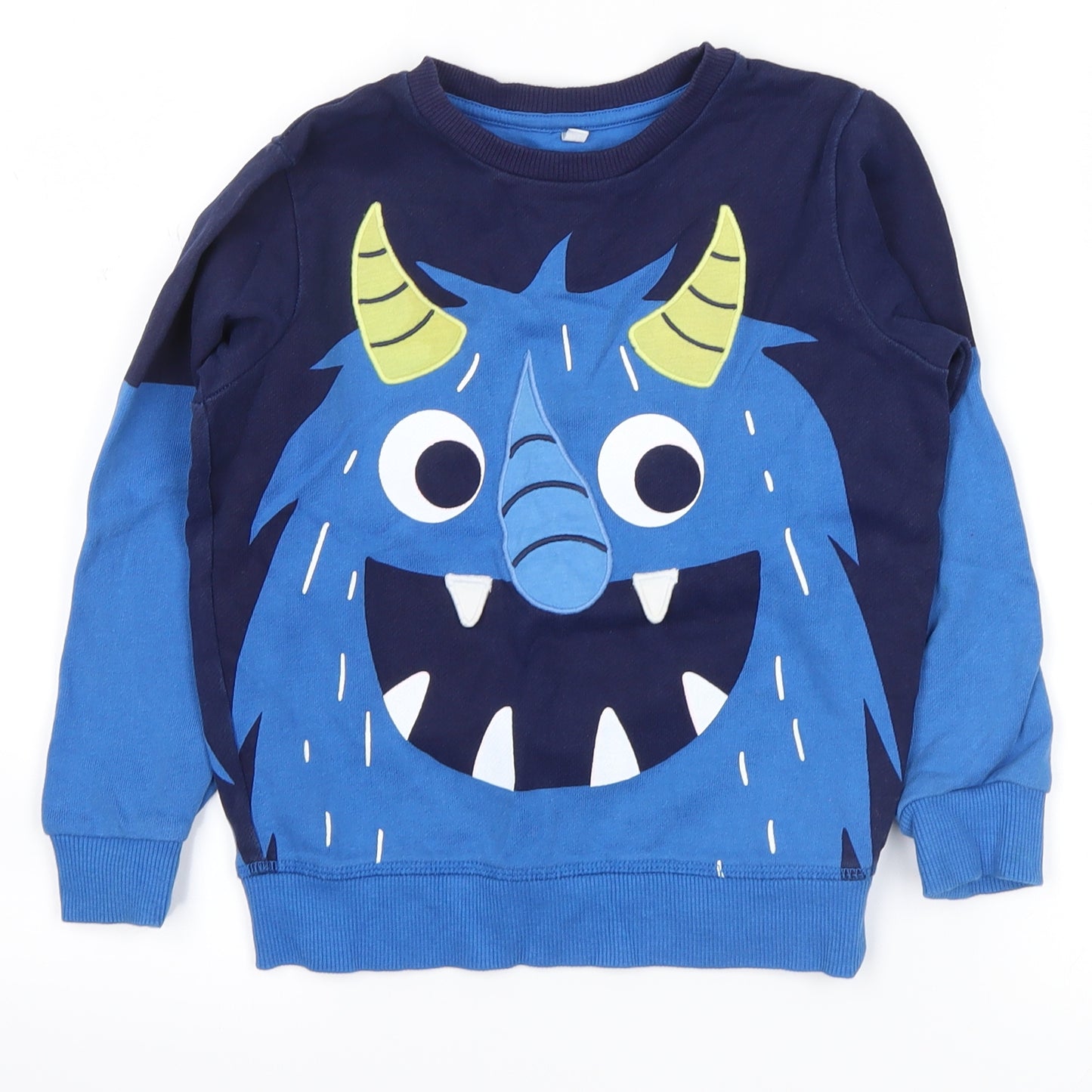 Marks and Spencer Boys Blue   Pullover Sweatshirt Size 4-5 Years  - monster