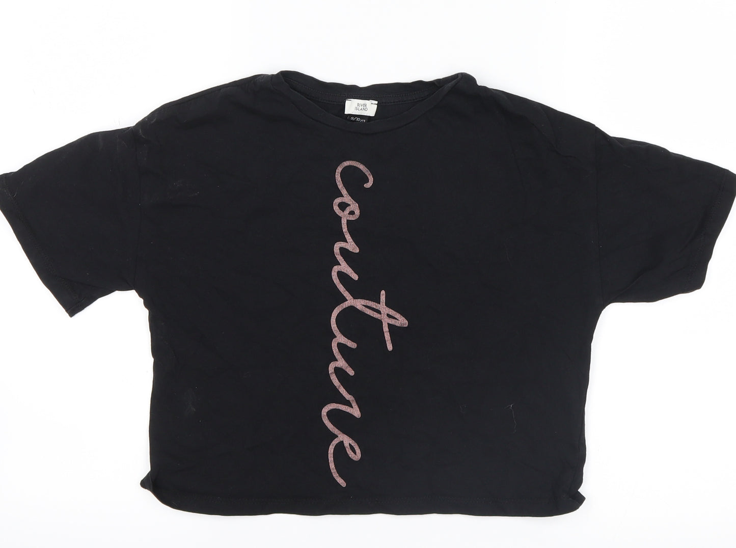 River Island Girls Black   Cropped T-Shirt Size 9-10 Years  - couture