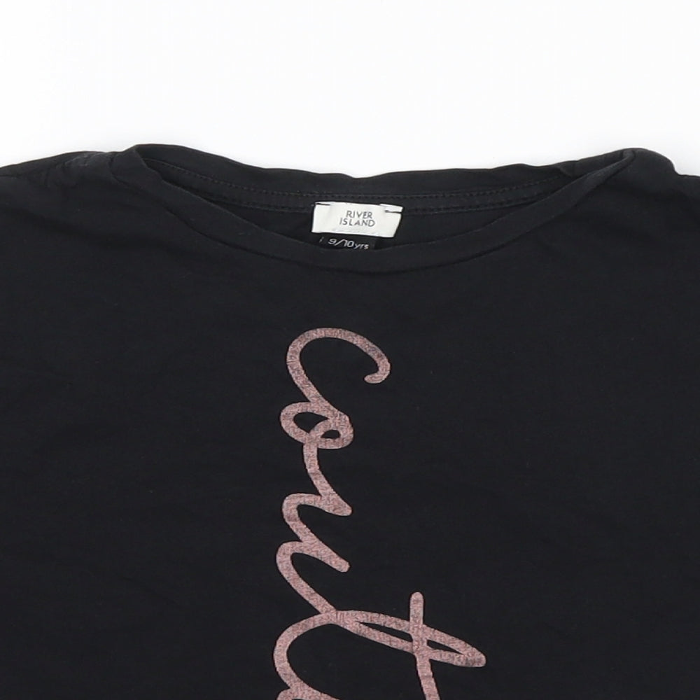 River Island Girls Black   Cropped T-Shirt Size 9-10 Years  - couture