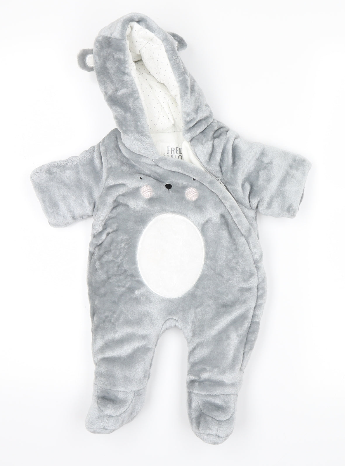 fred & flo  Grey   3-in-1 Jacket Snowsuit Size Newborn  - teddy bear