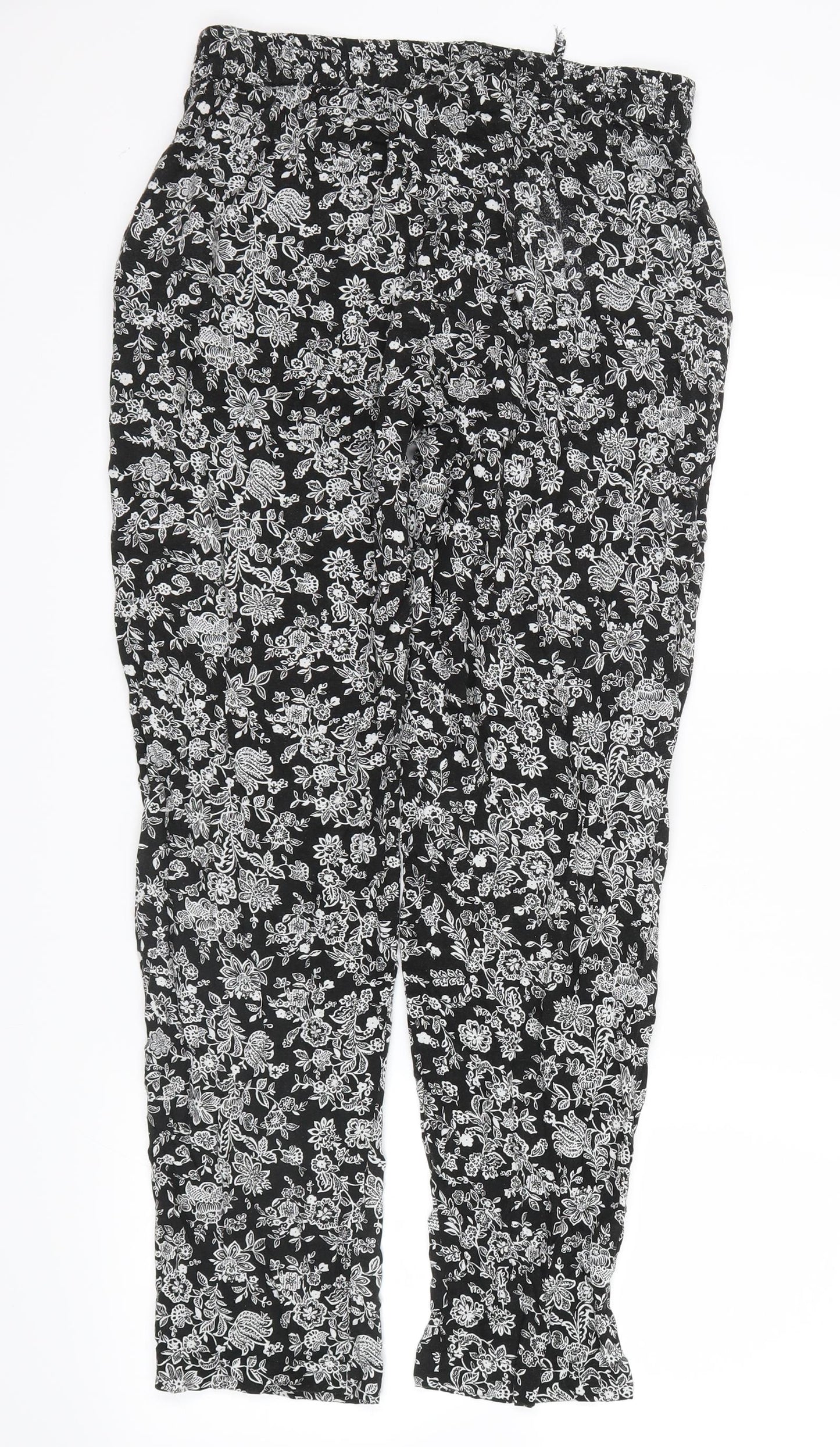 intuition Womens Black Floral  Harem Trousers Size 12