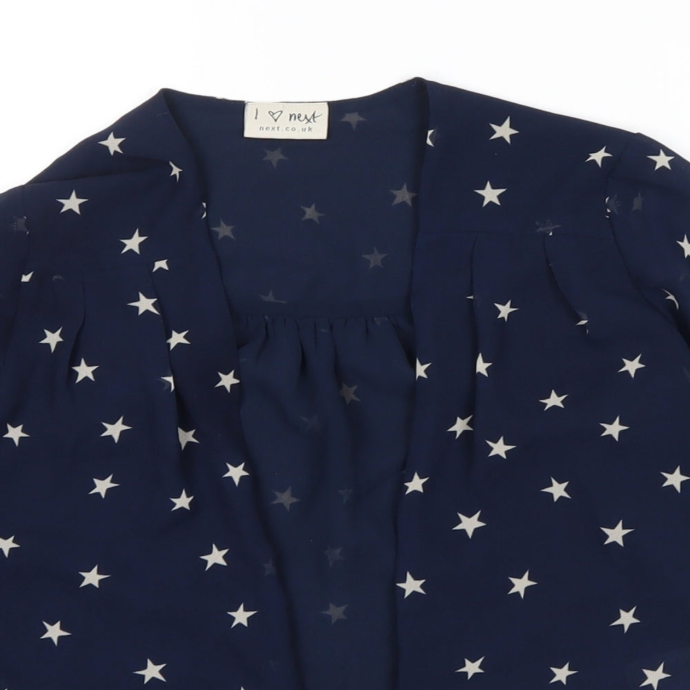 NEXT Girls Blue Polka Dot  Cardigan Jumper Size 7 Years  - star pattern