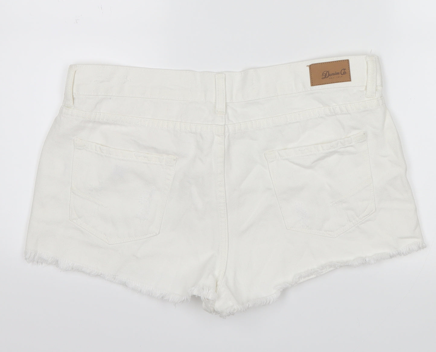 denim co  Womens White  Denim Hot Pants Shorts Size 14