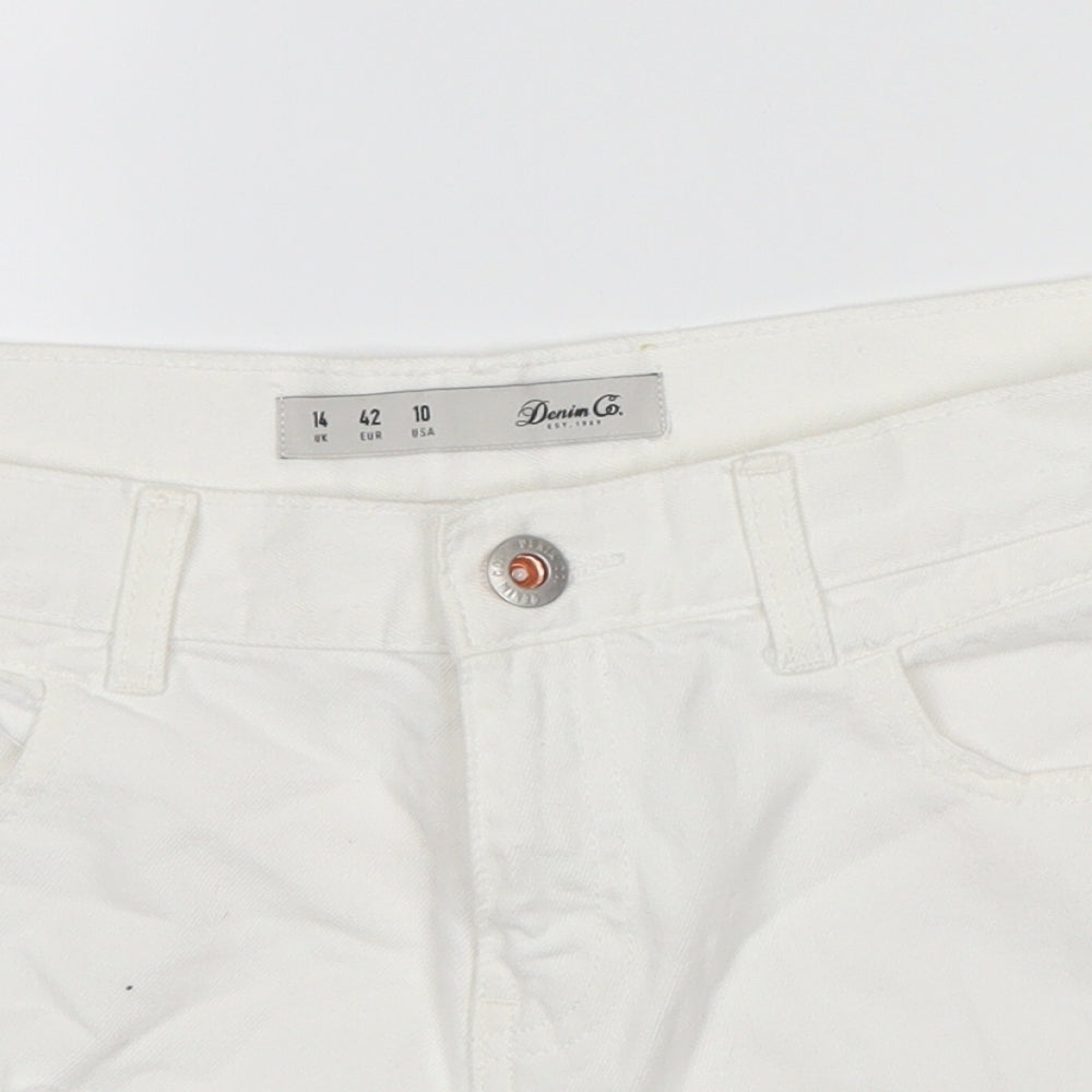 denim co  Womens White  Denim Hot Pants Shorts Size 14