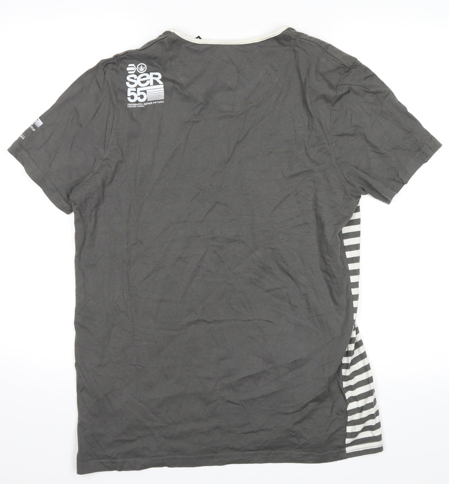 ser 55 Mens Green Striped   T-Shirt Size M