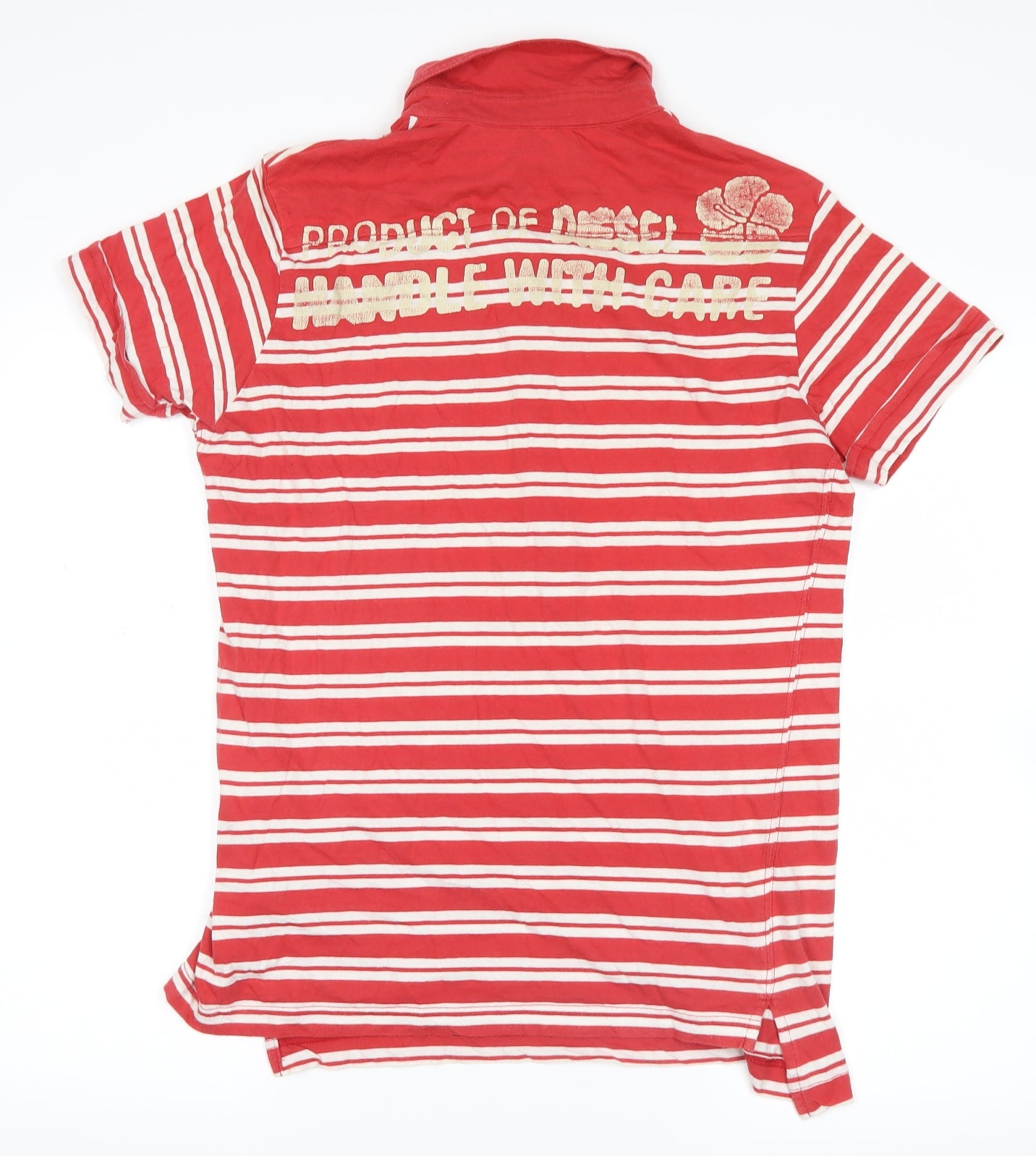 Diesel Mens Red Striped   T-Shirt Size L