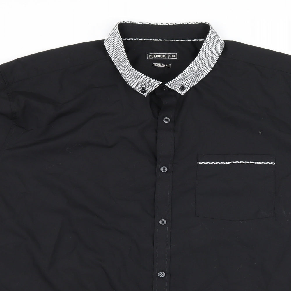 Peacocks Mens Black    Button-Up Size 2XL