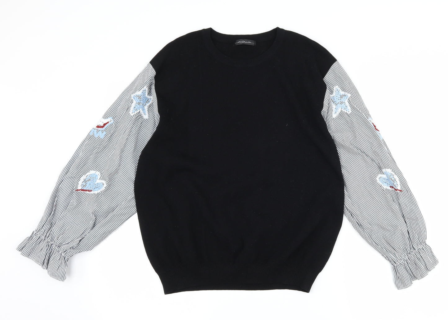 Aqua Womens Black Striped  Pullover Jumper Size XL