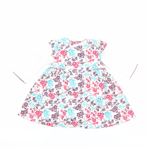Boots Mini Club Girls White Floral  A-Line  Size 0-3 Months  - babygrow included