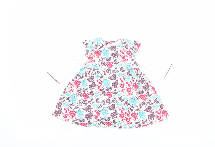 Boots Mini Club Girls White Floral A-Line Size 0-3 Months - babygrow included