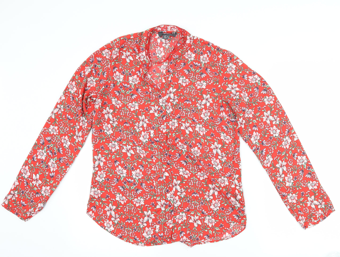 Primark Womens Red Floral  Basic Blouse Size 8