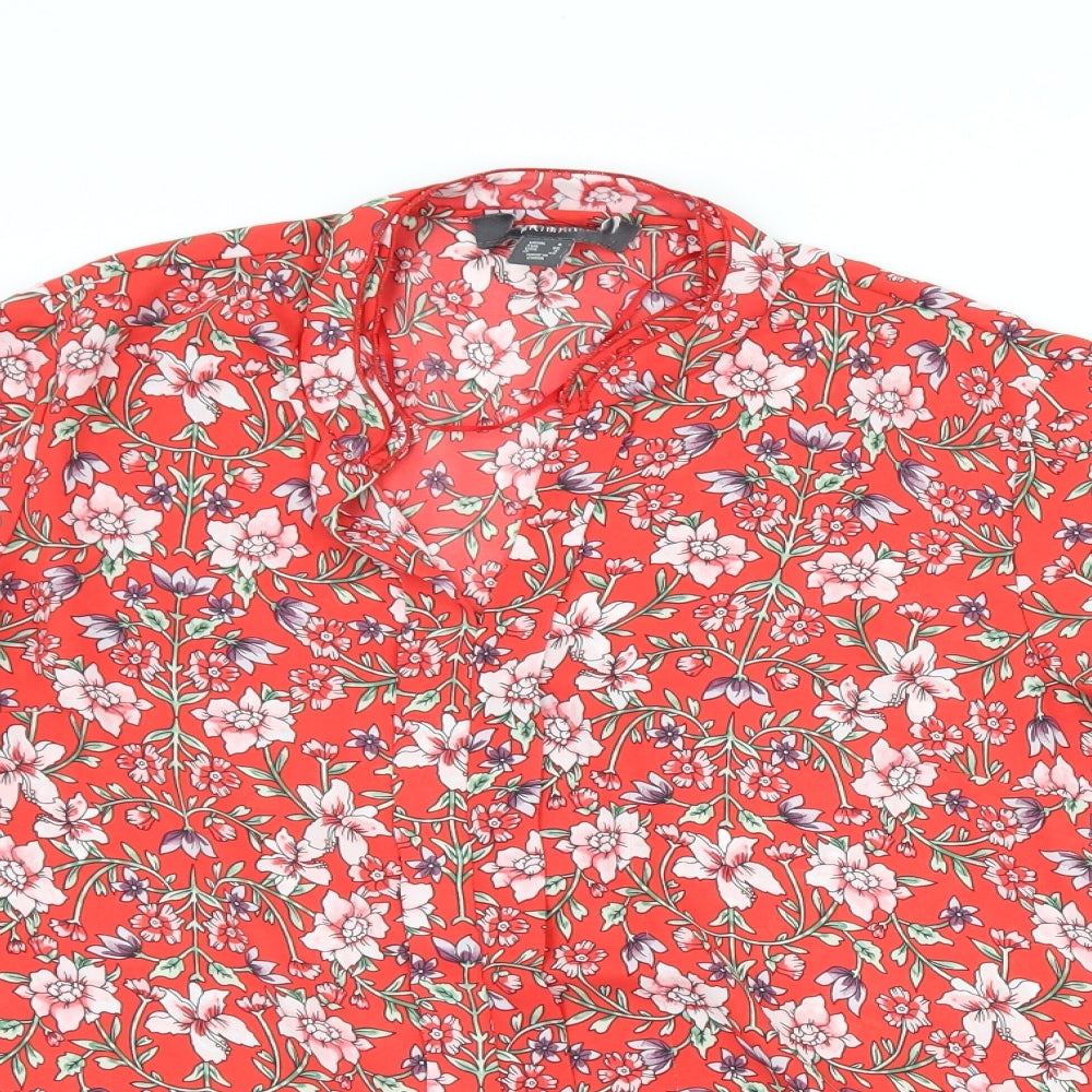 Primark Womens Red Floral  Basic Blouse Size 8