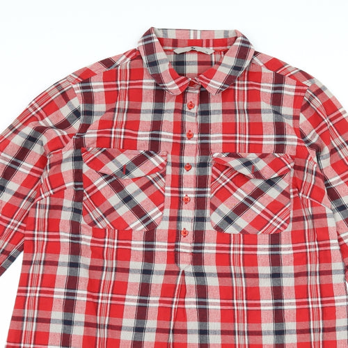 TU Womens Red Check  Shirt Dress  Size 12