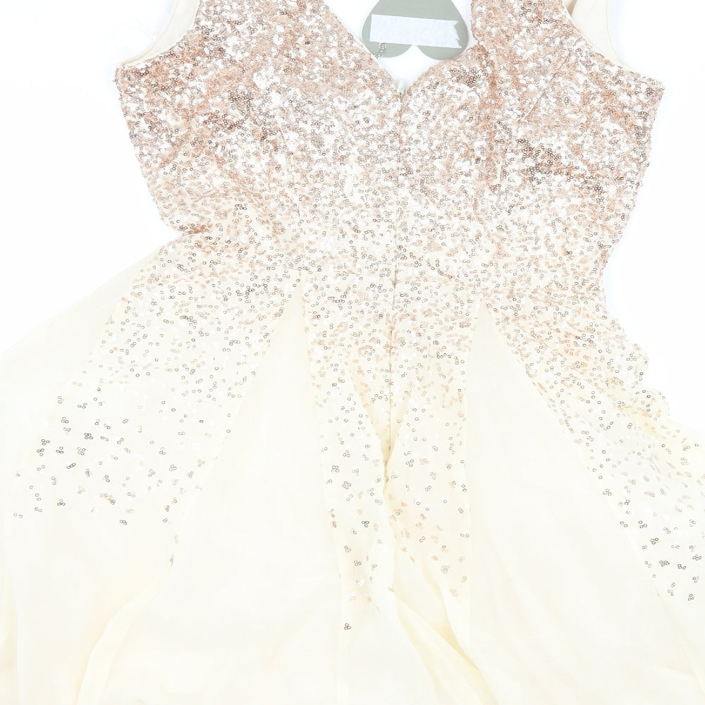 Goddiva Womens Beige   Ball Gown  Size 8