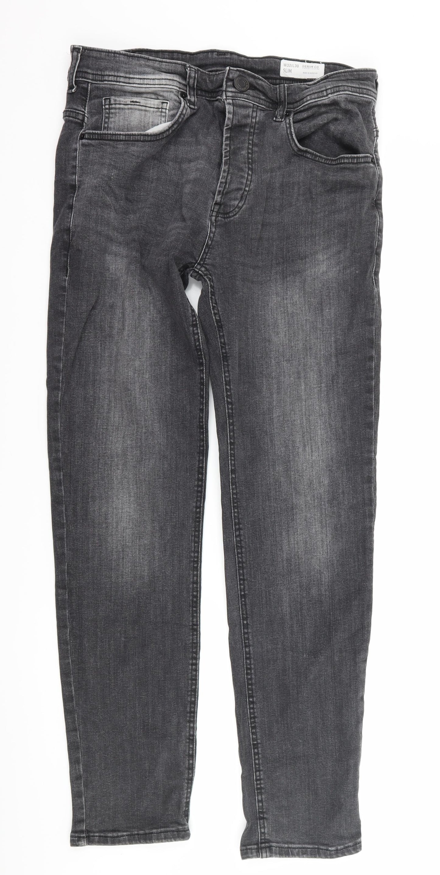 denim co Mens Grey  Denim Straight Jeans Size 32 in L30 in