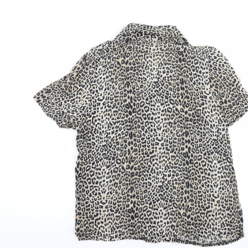 OPUS Womens Brown Animal Print  Basic Button-Up Size 10