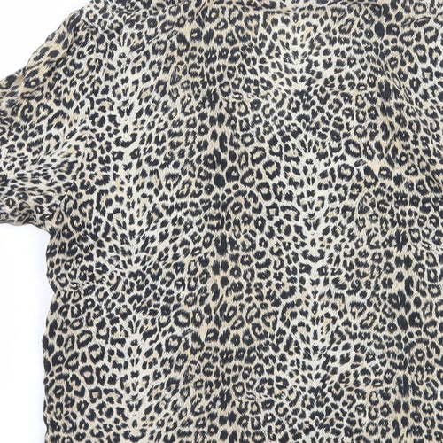 OPUS Womens Brown Animal Print  Basic Button-Up Size 10