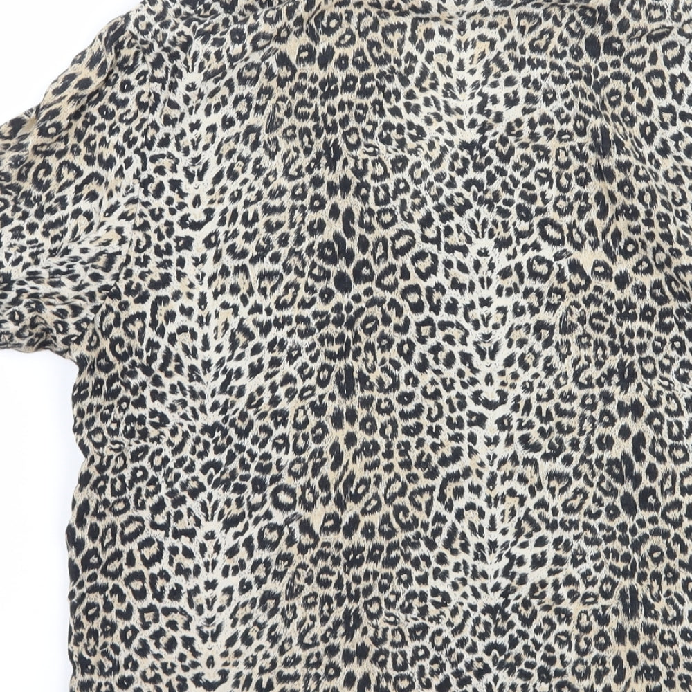 OPUS Womens Brown Animal Print  Basic Button-Up Size 10