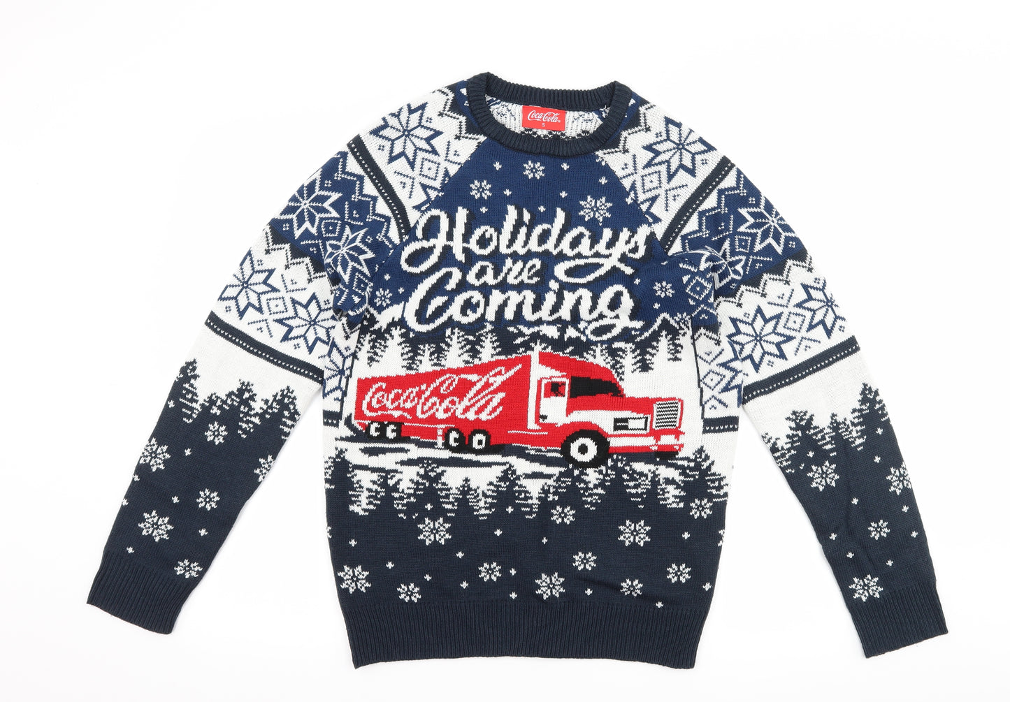 TU Mens Blue   Pullover Jumper Size S  - Coca Cola Holidays are coming