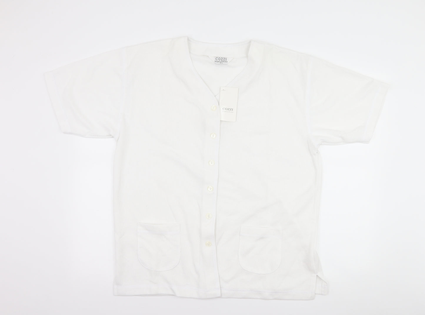 cozzi Womens White   Basic Button-Up Size M