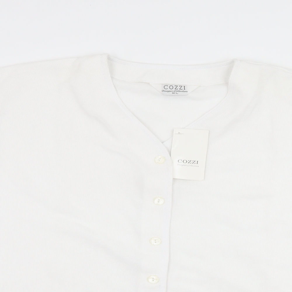 cozzi Womens White   Basic Button-Up Size M