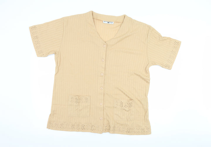 Porte a Porte Womens Brown   Basic Button-Up Size M