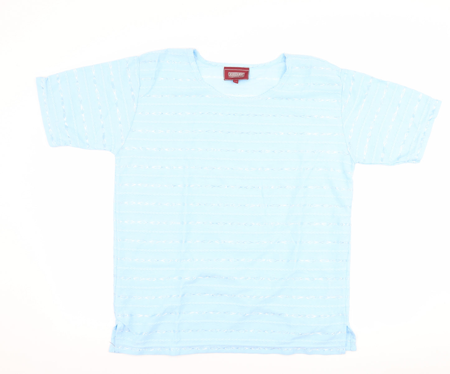 Icecube Womens Blue Striped  Basic T-Shirt Size L
